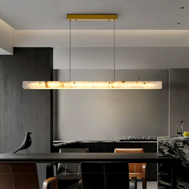 Interior Design Hall - Dekorasi Lampu Liontin Panjang Marmer Postmodern